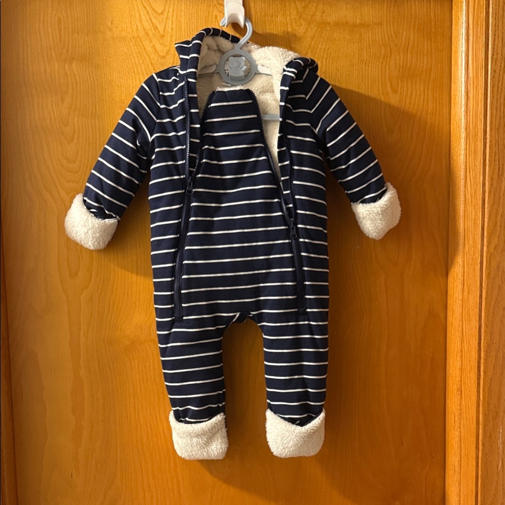 GAP Navy and White Striped snow suit